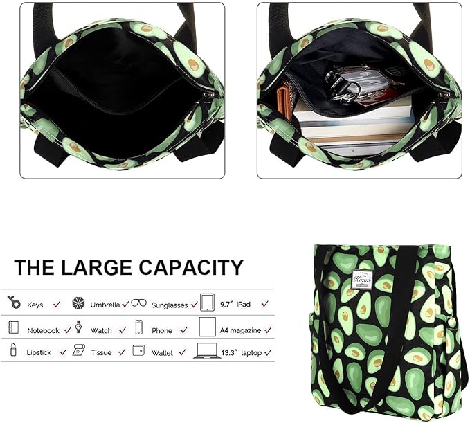 KAMO Floral Tote Bag - Waterproof Lightweight Handbags Travel Shoulder Bag for Hiking Yoga Gym Swimming Travel Beach