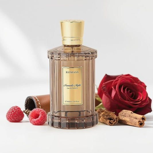ROMASS Nomadic Night Eau de Parfum Spray - 3.4oz/100ml, Unisex Fragrance with Smoked Oud, Desert Sage, Rose & Raspberry Notes, Warm Woody Scent