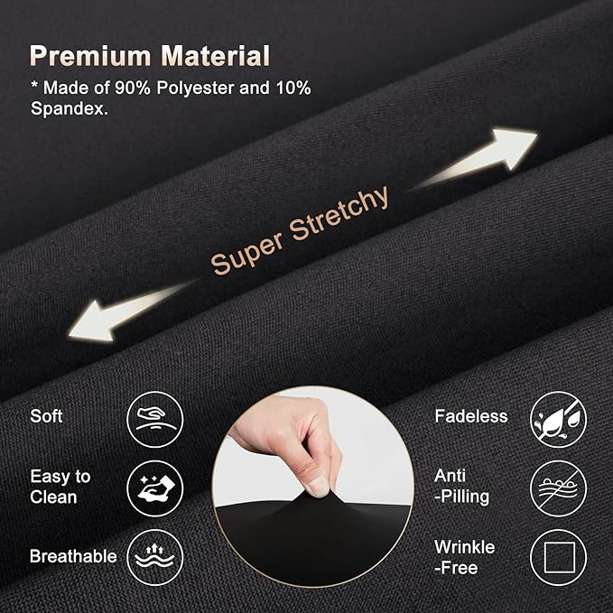 2-Piece Spa Bed Cover Professional Lash Bed Cover Stretchy Massage Table Cover Beauty Bed Protective Topper, Excellent for Lash Extension, Spa, Massage, Beauty Salon, Wax, Tattoo (Black)