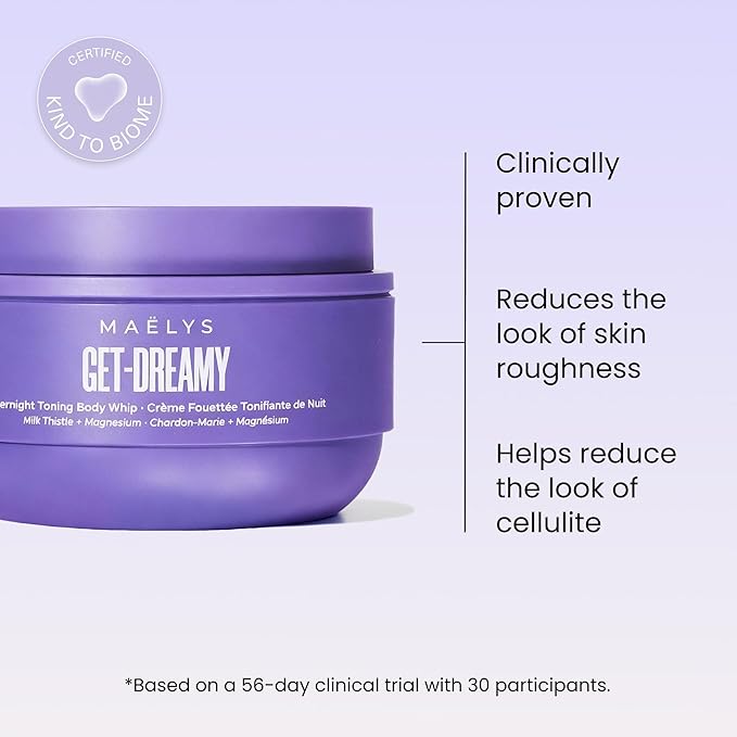 MAËLYS GET-DREAMY Overnight Toning Whip - Cellulite Cream & Skin Tightening Support with Milk Thistle + Uva-Ursi - Moisturizing Body Cream in a Whipped Texture (6.8 Fl Oz)