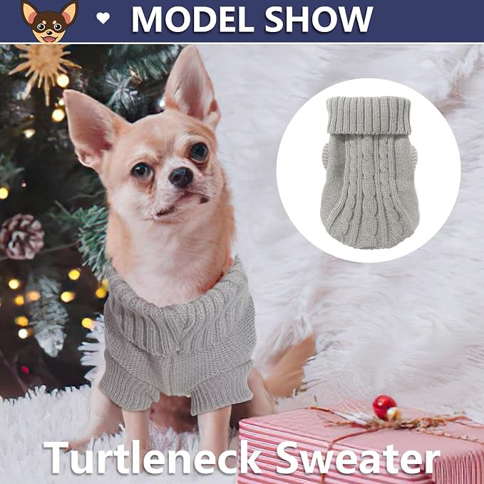 2 Pack Dog Sweaters for Small Dogs, Chihuahua Yorkie Sweater, Dog Clothes for Small Dogs, Winter Warm Pullover Clothing, Pet Cat Cold Weather Puppy Clothes Outfits M