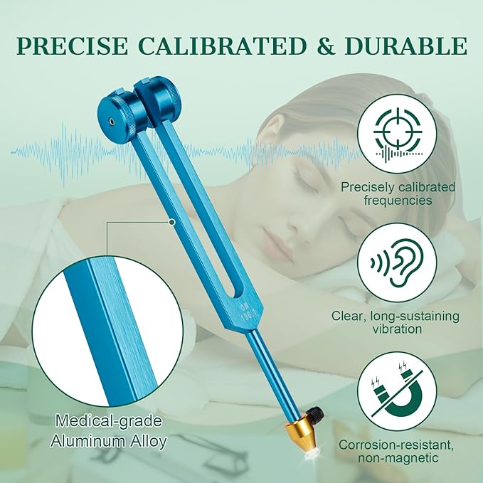 Tuning Forks for Healing Set,4-Color Tuning Forks (136.1Hz,128Hz,256Hz,384Hz),Weighted & Unweighted Resonance Sound Healing Tuning Fork Set with 10 Accessories,for Stress Relief,Sleep & Chakra Balance
