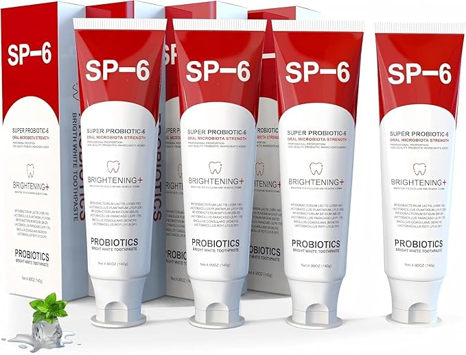 Qushen SP-6 Probiotic Toothpaste,SP6 Toothpaste for Whitening Teeth & Fresh Breath, 6 Probiotics Formula, Fluoride-Free, Enamel Safe, Natural Mint Flavor