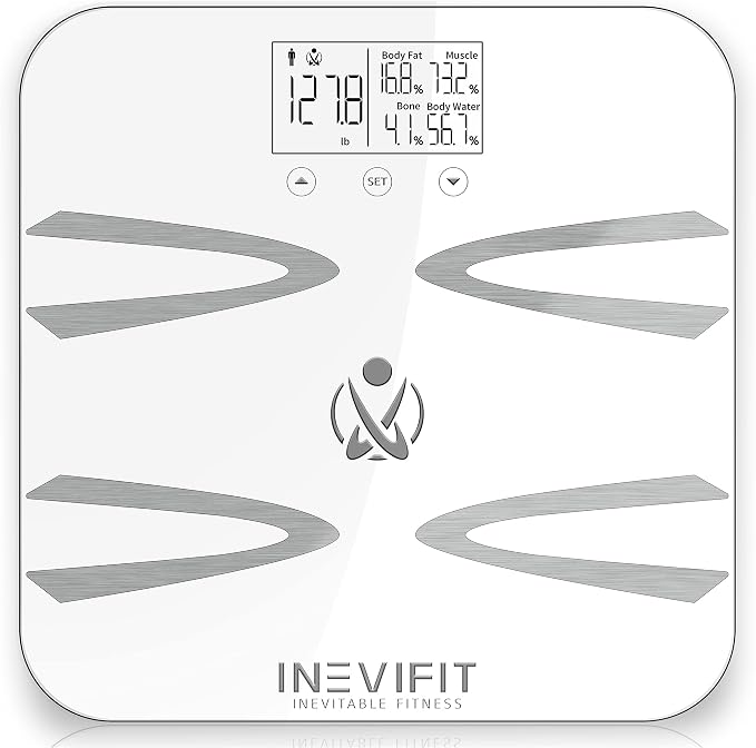 INEVIFIT Body Analyzer Scale & Digital Kitchen Scale Fitness Bundle, Complete Body Composition and Nutrition Tracking Solution with Batteries Included