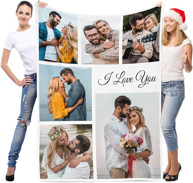 inkArts Custom Blanket with Photo, Personalized Blanket, Customized Photo Blankets, Customizable Picture Blankets, Personalized Anniversary Couple Gifts for Women Men Her Him Boyfriend Girlfriend