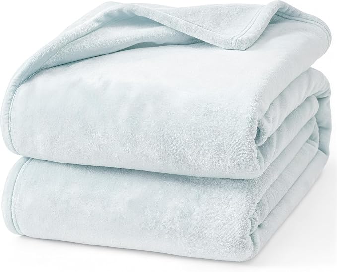 Hansleep Throw Ice Blue Fleece Blanket, Soft Flannel Bed Blanket | Fuzzy Cozy Blanket 50x60 Inches, Multi-use for Bed, Sofa, Couch, Travel, Camping, All Season Warm Lightweight Cover