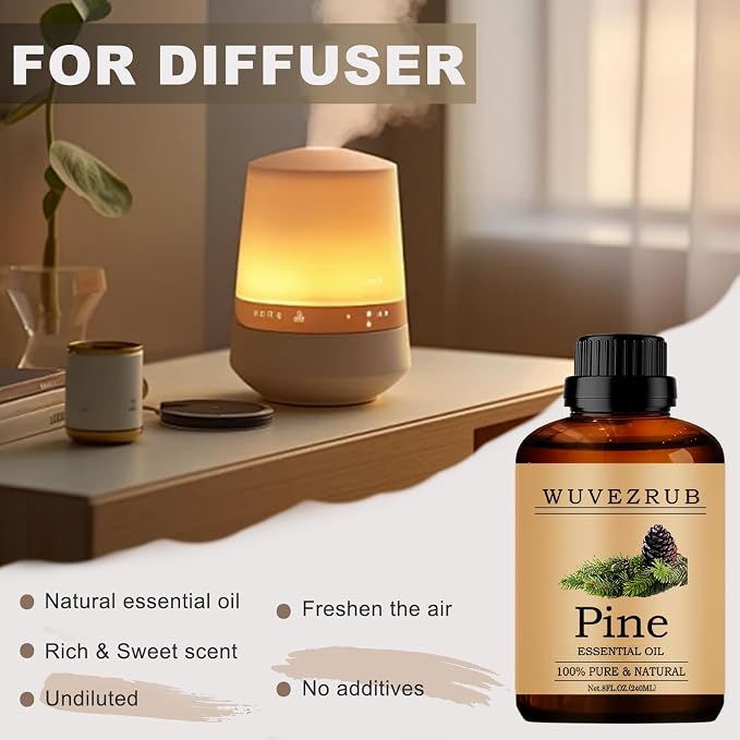 Pine Essential Oil 240ML, 100% Pure and Natural for Aromatherapy Diffuser - 8 Fl Oz