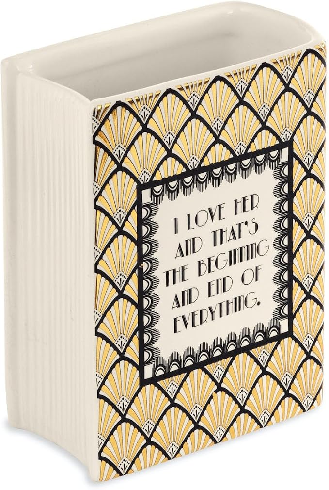 Steel Mill & Co. Ceramic Book-Shaped Vase, The Great Gatsby | Original Small Decorative Vases for Home Decor, Cute Classic Bookshelf Decor with Gold Foil, Unique Vase for Book Lovers