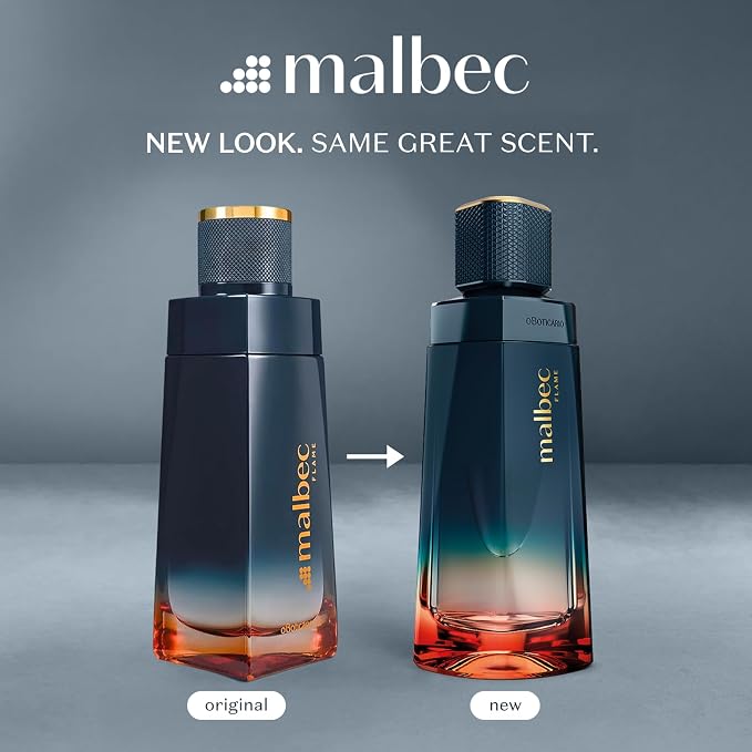 Malbec Flame Eau De Toilette by O Boticário, Cologne For Men, French Oak Barrel-Aged Red Wine & Woody Nerello Grape Scent, 3.4 Ounce