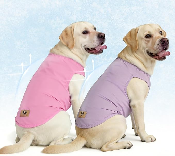 Cooling Sunblock Dog Clothes for Large Dogs, 2 Pack UPF50+ UV & Insect Protection Quick Dry Dog T Shirts for Outdoor, Anti-Hair Loss Breathable Sleeveless Pet Vest Tank Tops, Pink&Purple,XXXL