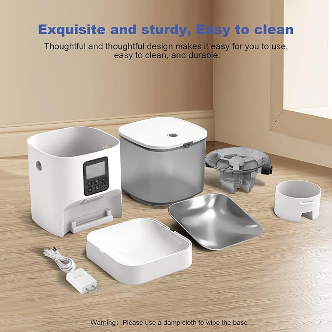 Automatic Cat Feeder, 4L Cat Food Dispenser with 10s Voice Recorder, Pet Feeder up to 8 Meals per Day, Timed Dog Feeder with Dry Food Sealed Ring