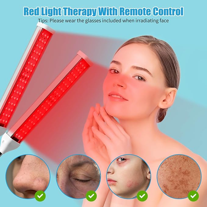 3 in 1 Red Light Therapy ，Deep 660nm,850nm and 940nm Near Infrared Led Red Light with 30-64" Adjustable Height Therapy Lamp for Body, Face,Muscle,Skin,Red Infrared Light with 4 Head (Black)