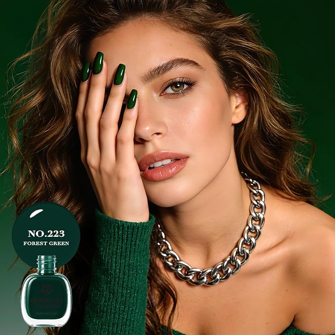 AZUREBEAUTY Deep Forest Green Nail Polish, St. Patrick's Day Quick Dry Formula, Strengthening Natural Nail Treatment, Home Salon DIY, Women Gift, 0.34 Fl Oz