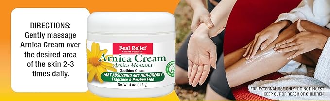 Arnica Cream, Natural, Non-Greasy, Hypoallergenic and Unscented, 4 oz (Pack of 2)