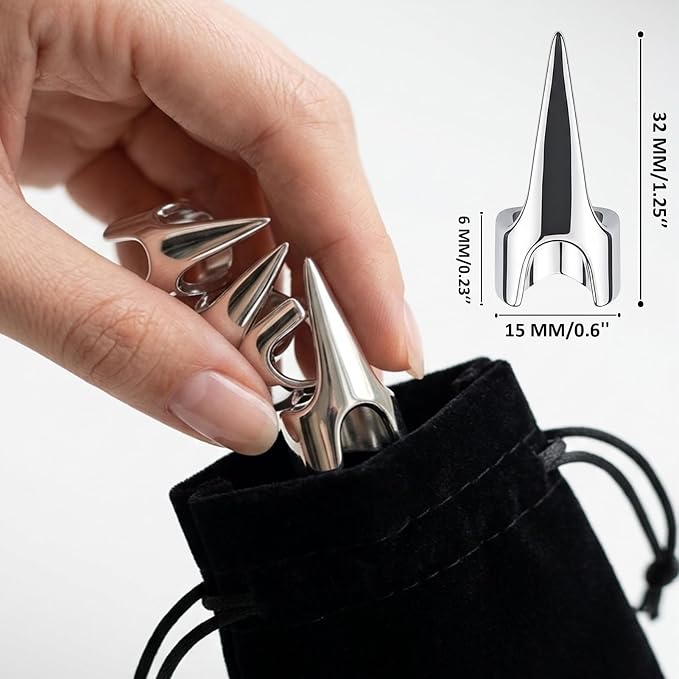 10 Pack Metal Back Scratcher Claw Rings for Women & Men – Silver Finger Nail Covers for Massage, Pet Scratching, Hair Parting, Cosplay, Stress Relief, Tickler Tools, Durable & Comfortable