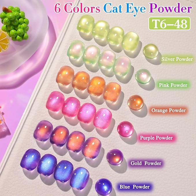 Double Rhythm 15ML Ice Glass Cat Eye Gel Polish with Magnet Holographic Glitter Shimmer Translucent Sheer Color Salon Soak Off Magnetic Nail at Home (Green Gold-MC1246)