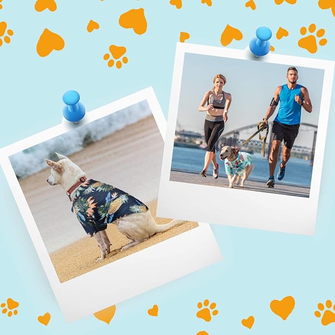 Weewooday 4 Pack Hawaiian Dog Shirts Summer Tropical,Floral Style,Large | Breathable Tee for Small Dogs, Beach Vacation Outfit, Floral Pineapple Palm Prints, Button-down Hawaiian Style Pet Shirt