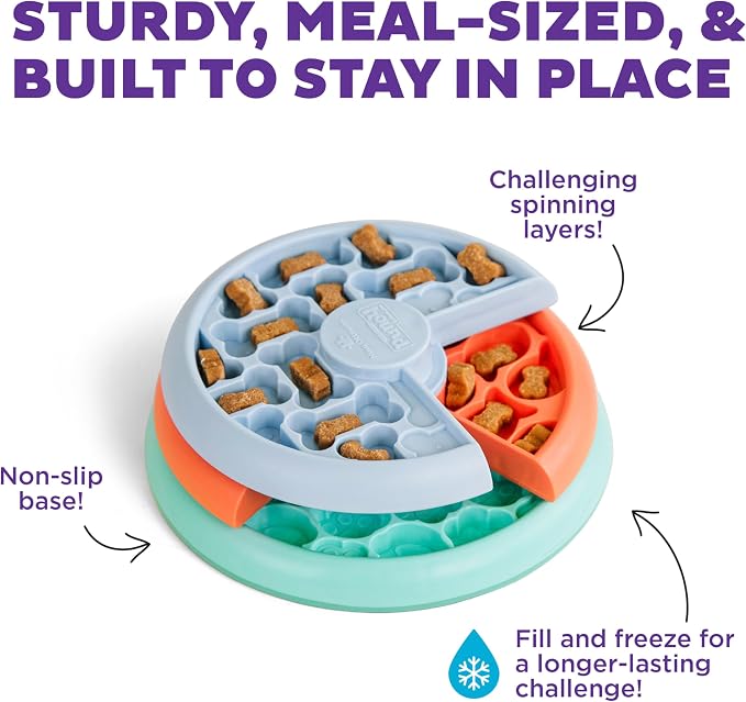 Outward Hound Nina Ottosson Lickin’ Layers 3-in-1 Dog Toy Treat Puzzle, 7" | Level 2 Intermediate, Interactive Slow Feeder, Lick Mat, Treat Puzzle, Holds 1 Cup Food, Non-Slip Base, Small Dogs & Puppies