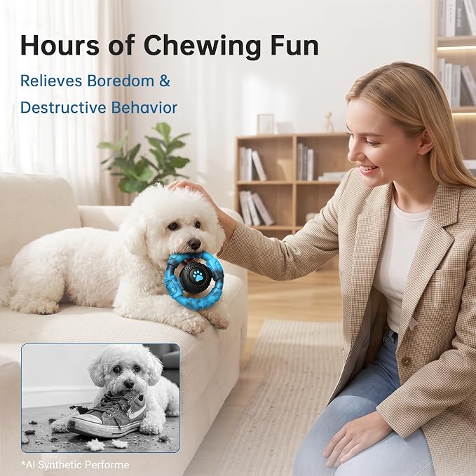 Pamlulu Small Dog Chew Toy, Tough Squeaky Puppy Chew for Small Breeds, Rubber and Nylon Design, Indoor and Outdoor Play, Birthday Gift