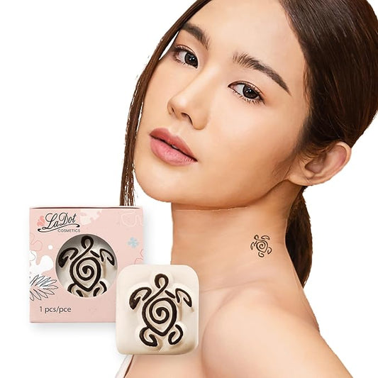 LaDot Temporary Tattoo Stamp– Easy-to-Use Reusable Ceramic Skin Stamp for Creating Custom Temporary Tattoos – Fun Body Art Tool for Parties, Events, and Festivals (Turtle, Small)