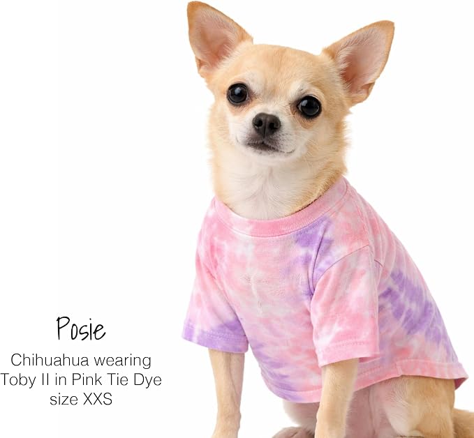 Pet Passion Toby II Dog T-Shirt, 3 Pack, Pink Tie Dye, X-Small | GOTS-certified organic cotton short-sleeve tee. Breathable, soft & sustainable for everyday wear.