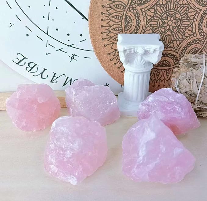 LAIDANLA 1lb 2" Rose Quartz Natural Rough Stones Crystal Large Raw Crystals Bulk Healing Gemstones for Reiki Healing Tumbling Fountain Rocks Wire Wrapping Decoration Cabbing Lapidary