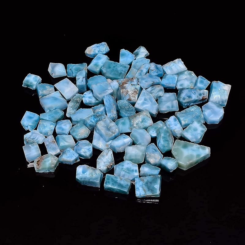 GEMKORA™ 4 to 5pcs, 50 carats Raw Larimar Gemstones Wholesale Natural Rough Crystals Lot, Jewelry Making Loose Gemstone, DIY, Wire Wrapping, Reiki, Wikka, Healing Crystals, Bulk Gemstone Deal
