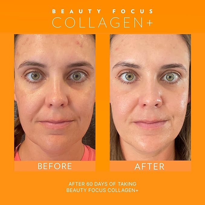 Nu Skin Beauty Focus Collagen+ | Marine Collagen Liquid Supplement with Lutein & Wheat Lipids | Supports Skin Hydration, Elasticity & Smooth Appearance | 30 Pouches | Peach