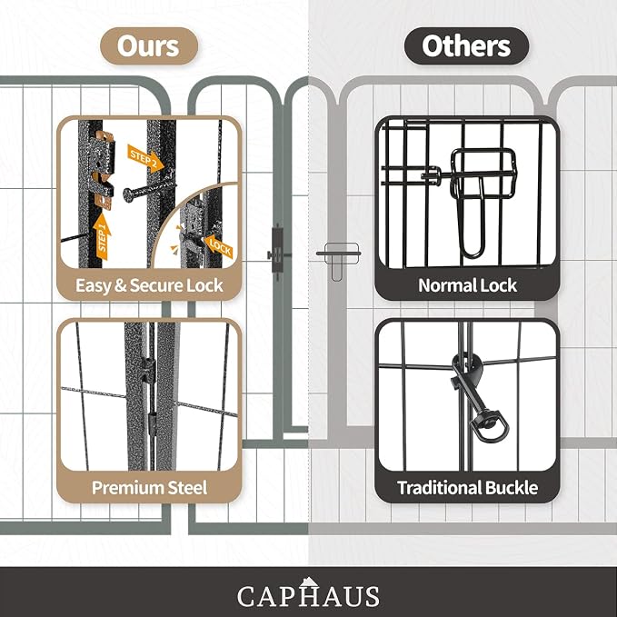 CAPHAUS 24/32/40 Inch Height Bold Metal Foldable Heavy-Duty Pet Playpen with Door, Available in 8/16/24/32 Panels Indoor/Outdoor Portable Kennel, Dog/Animals Exercise Fence Cage for Yard, RV, Camping