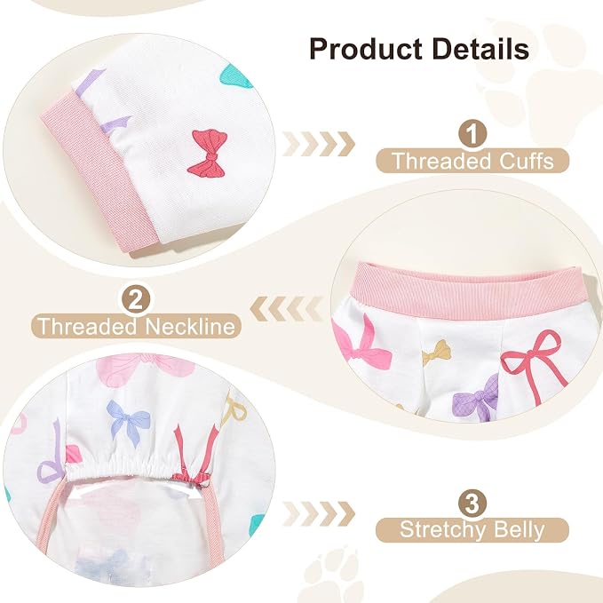 Bienbee Dog Pajamas, 4 Pack Adjustable Onesies for Small to Large Dogs S | Dog Shedding Suit with Soft Fabric, Breathable & Stretchy, and Adjustable Back Length for Sleeping Lounging and Daily Use