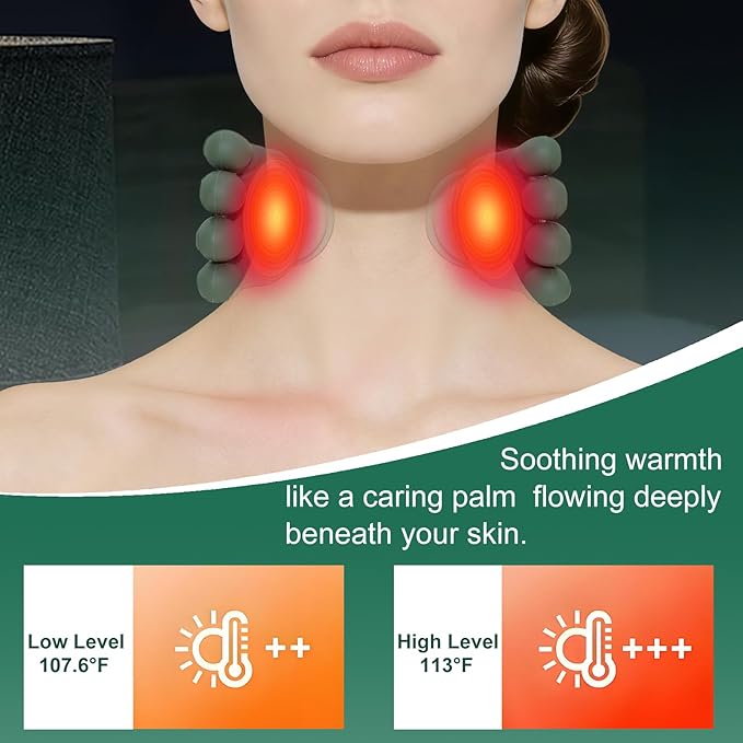 Bionic Neck and Back Massager, 2-Level Heated Shiatsu Massager, 4D Deep Tissue Kneading Massage,Simulated Hand Massage for Pain & Muscle Relief (Green)
