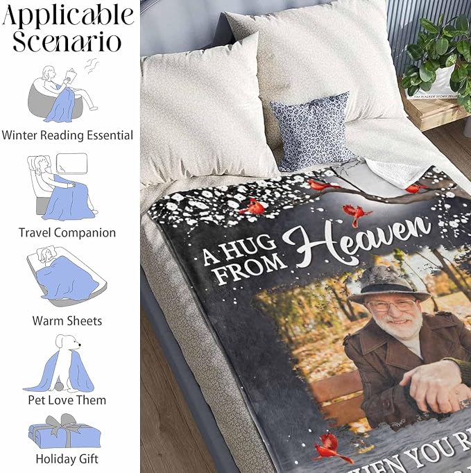 Custom Memorial Blanket with Photo - Sympathy Gift for Loss of Loved One