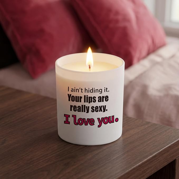 Funny Scented Candles for Women - 9.5oz Matte White Natural Soy Wax Candle with Pine Wood Lid, Lavender Aromatherapy - Humorous Anniversary, Birthday, Valentines Day Gifts for Girlfriend, Wife
