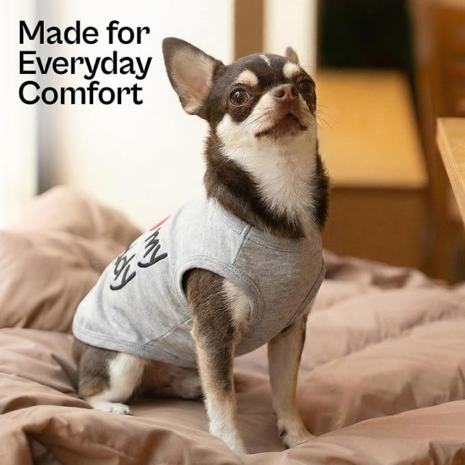 Parisian Pet Dog Shirt - 100% Cotton Shirts for Large Dogs - Grey Sleeveless Dogs Clothes - Lightweight and Breathable Puppy Clothes - Stretchy Dog Apparel - I Love My Daddy T Shirt for Pet