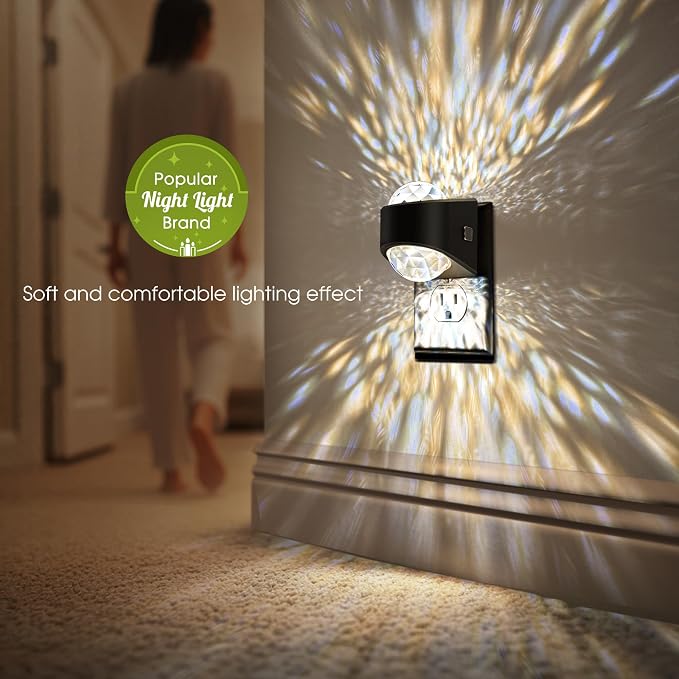 Night Light,Night Lights Plug into Wall,LED Projector Night Light | Soft White for Bedroom, Dimmable Brightness Dusk to Dawn Nightlight for Kids, Nursery, Bathroom, Home Decor, Gaming Room
