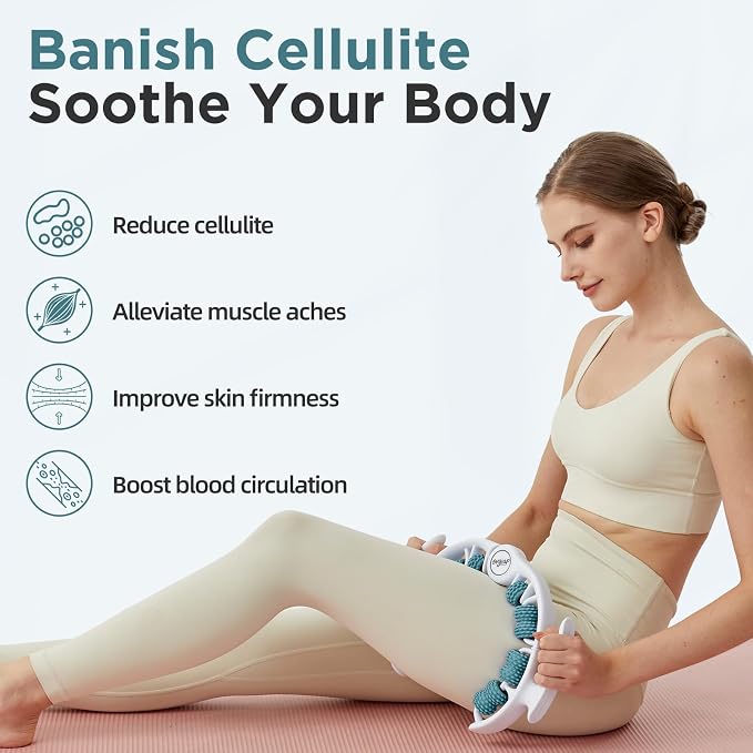 Cellulite Manual Massager for Legs & Thighs - Lymphatic Drainage Tool, Handheld Fascia Blaster for Deep Tissue, Body Sculpting Cellulite Remover(Green)