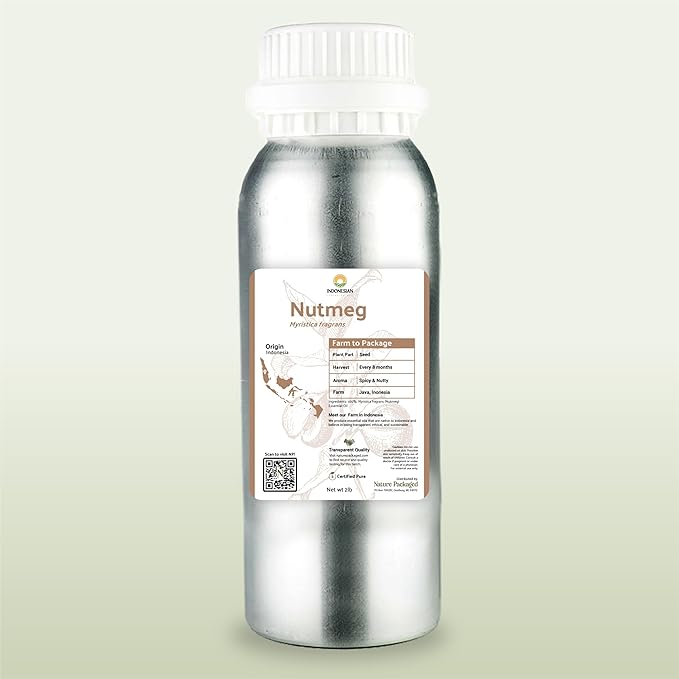 Nutmeg Essential Oil - Direct from Central Java, Indonesia - Pure Essential Oils for Diffusers, Muscle Relief and Aromatherapy | Premium Therapeutic Grade (22lbs)