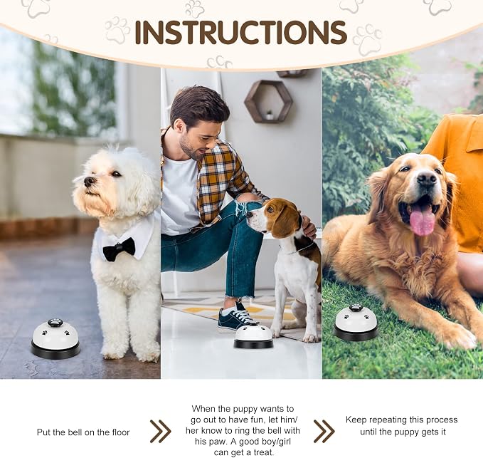 JEXCULL Pet Training Bells, 2 Pack Dogs Bell for Door Potty Training and to Ring to Go Outside Communication Device Dog AgilityTraining Equipment Interactive Toys (White)