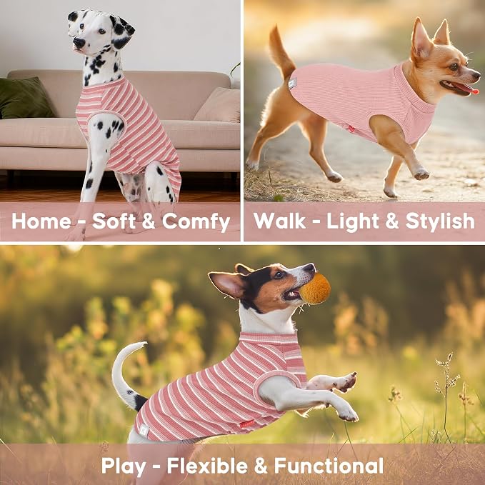 KYEESE 2Pack Waffle Dog Shirt for Medium Large Dogs Striped Dog Sweater | Cozy Warmth, Lightweight & Breathable, Gentle on Sensitive Skin, Stretchy & Free to Move, Comfortable Daily Wear