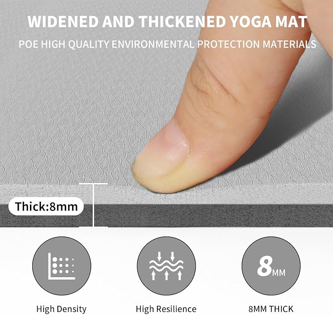 Large Yoga Mat (6'x 4')-POE 0.28''/0.32''/0.4'' Thick Fitness Mat, Eco-Friendly Exercise Mat for Home Workouts, Ideal for Yoga and Pilates