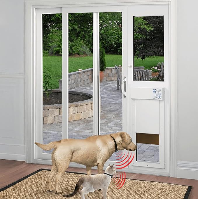 Power Pet Smart Automatic Electronic Pet Door by High Tech Pet (Patio Regular - 75" - 80 1/4", Large, WiFi Enabled - App Control)