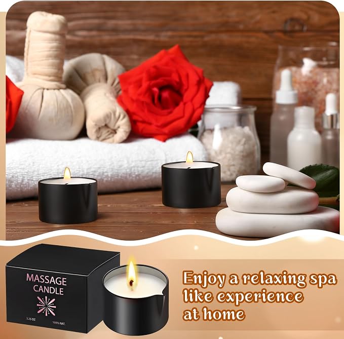 Nuanchu 6 Pcs 2.35 oz Massage Oil Candle, Ignite Low Temp Scented Body Oil Candles for Massage Therapy Soy Based Mother's Day Home Gift Spa Use, 6 Scents