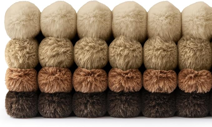 MIULEE Fall Faux Fur Plush Decorative Throw Pillow Covers 18x18, Dark Brown | Set of 4, Striped, Soft Boho Farmhouse Vintage, Rustic Cozy Home Decor, Cushion Cases for Sofa Couch Bed Living Room