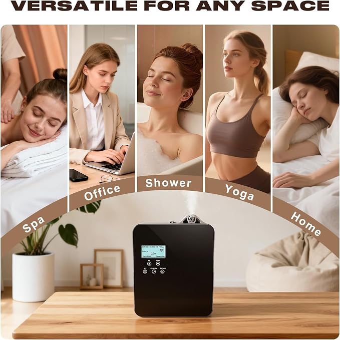 Smart Scent Diffuser HVAC Systems - 3500 Sq.Ft Whole-Home Coverage for Hotel & Home Aroma, 300mL Waterless Cold Air Oil Diffuser with App & Touchscreen Control (Black)