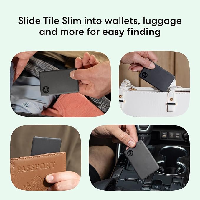 Life360 Tile Slim - Wallet Finder, Bluetooth Tracker and Item Locator for Luggage Tags, Passports and More. Both iOS and Android Compatible. Phone Finder. 2-Pack (Black)