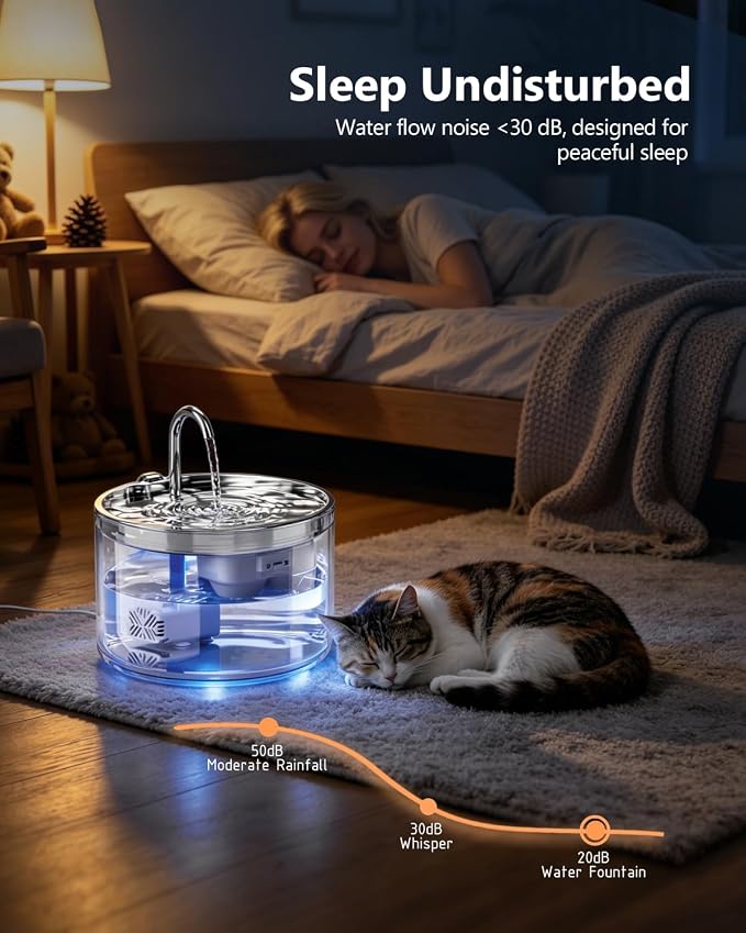 WEPIOU 95oz/2.8L Glass Cat Water Fountain, Multi-Stage Filter, Ultra-Quiet | Automatic Glass Pet Water Fountain, Scientific Gold Capacity for 1-2 Cats, Borosilicate Glass Waterer to Reduce Feline Acne