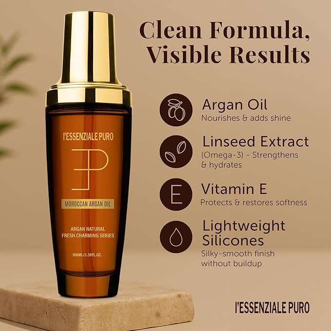 Dubai Premium Moroccan Argan Hair Oil & Body Elixir - Lightweight Treatment for Dry Damaged Hair, Split Ends - Controls Frizz, Boosts Shine, Hydrates Skin - 100 mL (3.38 Fl Oz)