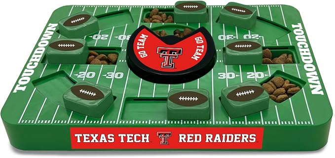 Pets First NCAA Texas TECH Large Puzzle Toy - Interactive Dog Treat and Slow Feeding Toy