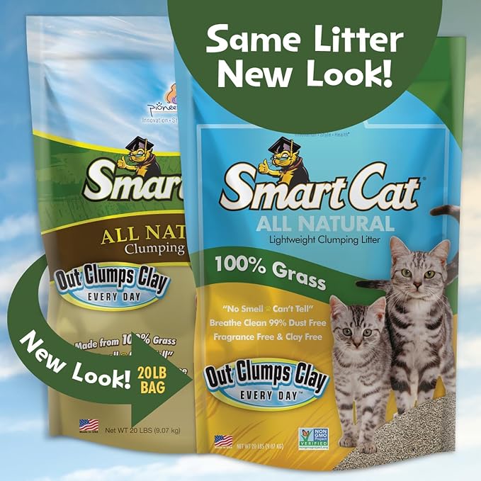 SmartCat All Natural Clumping Cat Litter - Chemical and Dust Free - Alternative to Clay and Pellet Litter - Unscented-and Lightweight - 5 Pounds,(Pack of 2)