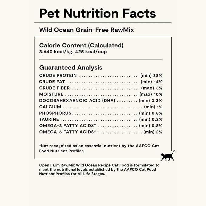Open Farm RawMix Dry Cat Food, Wild Ocean Grain Free Kibble, 8lb Bag | Wild-Caught Whitefish, Salmon & Rockfish, Freeze Dried Raw Chunks, 100% Traceable Ingredients, Non-GMO Fruits & Veggies.